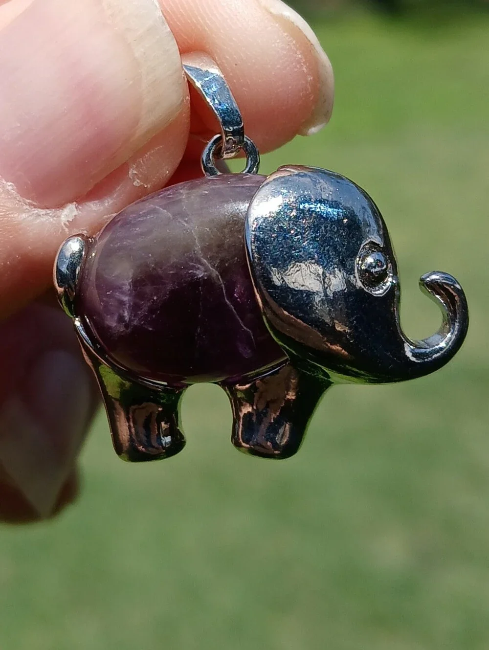 New Amethyst Silver Elephant Pendant.